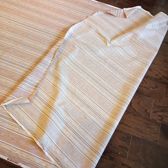 10 Yards Decorative Fabric Striped Polished Cotton Tan Blue Mauve 55 x 362 - Picture 7 of 11